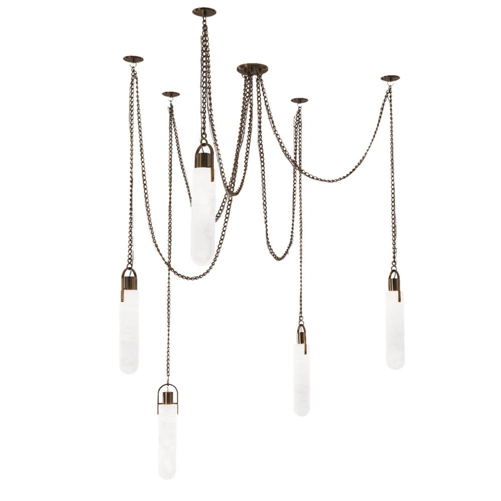 Kalco Lighting 519275WB Winter Brass Flint 37.5-in 5 Light Led Winter Brass Multi-pendant Image 1