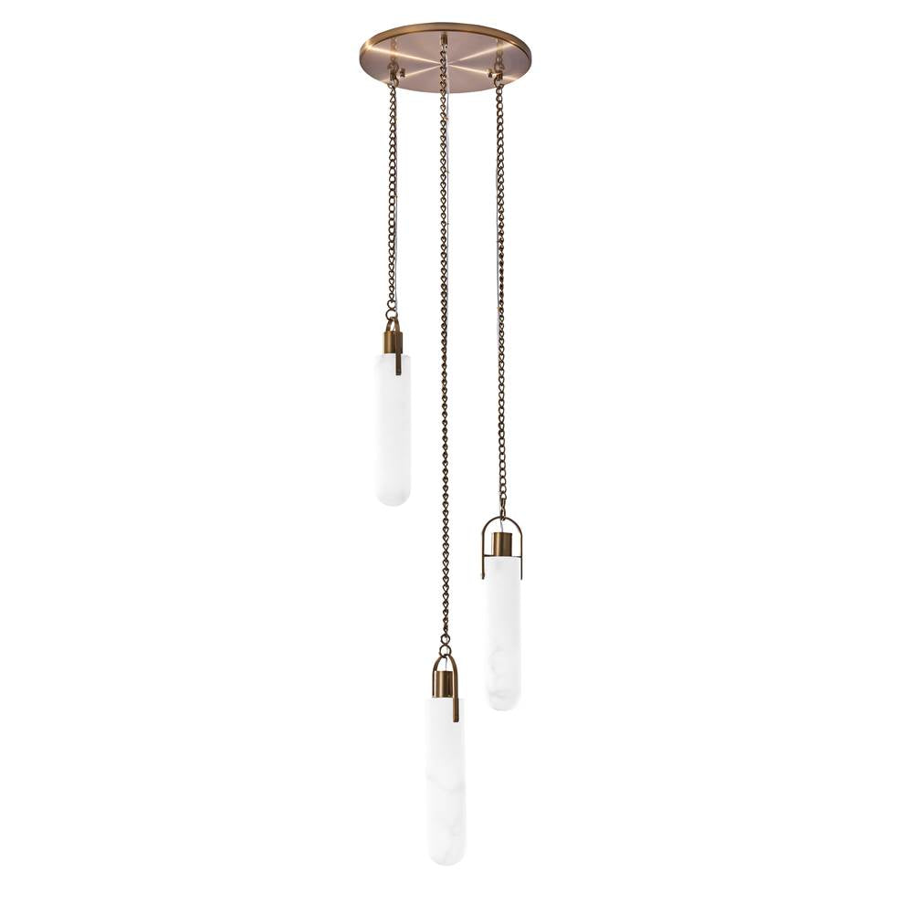 Kalco Lighting 519276WB Winter Brass Flint 14-in 3 Light Led Winter Brass Multi-pendant Image 1