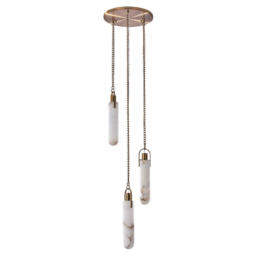 Kalco Lighting Flint 14-in 3 Light Led Winter Brass Multi-pendant