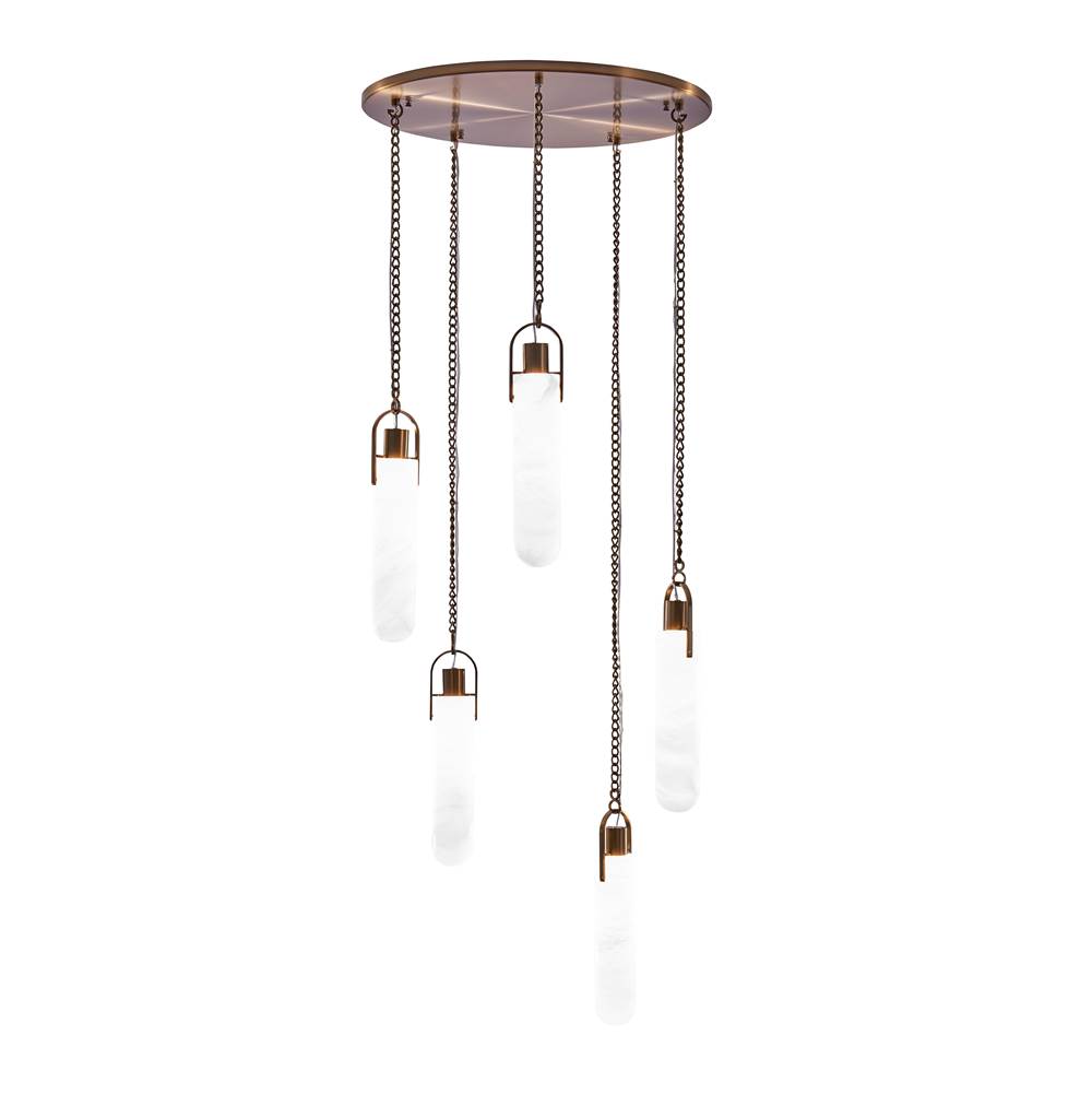 Kalco Lighting 519277WB Winter Brass Flint 24-in 5 Light Led Winter Brass Multi-pendant Image 1