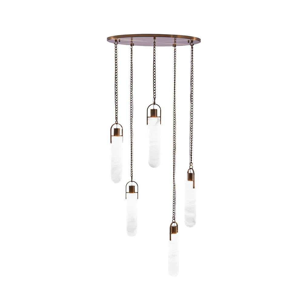 Kalco Lighting Flint 24-in 5 Light Led Winter Brass Multi-pendant