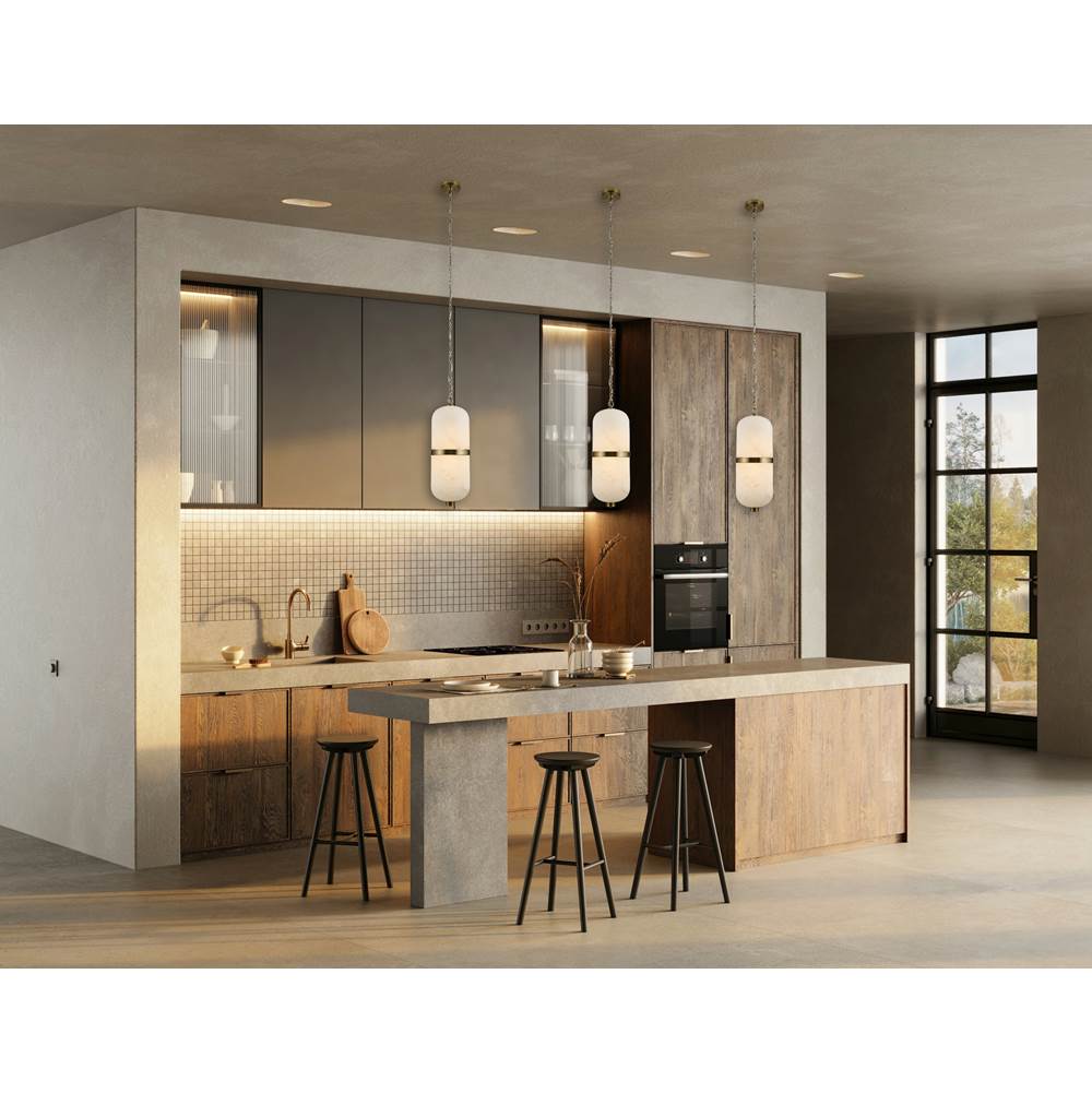 Kalco Lighting Volterra 8.5-in 1 Light Led Winter Brass Pendant
