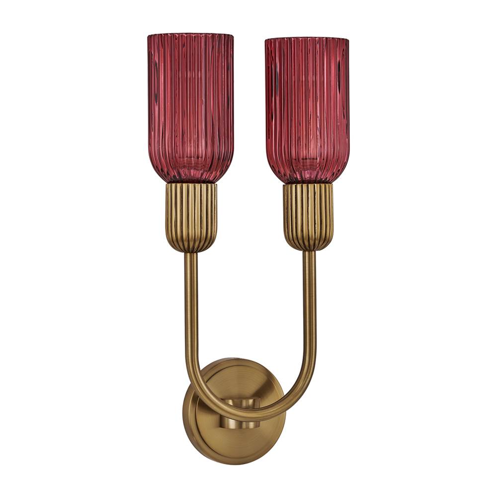 Kalco Lighting Verde 15-in 2 Light Socket True Satin Brass Wall Sconce