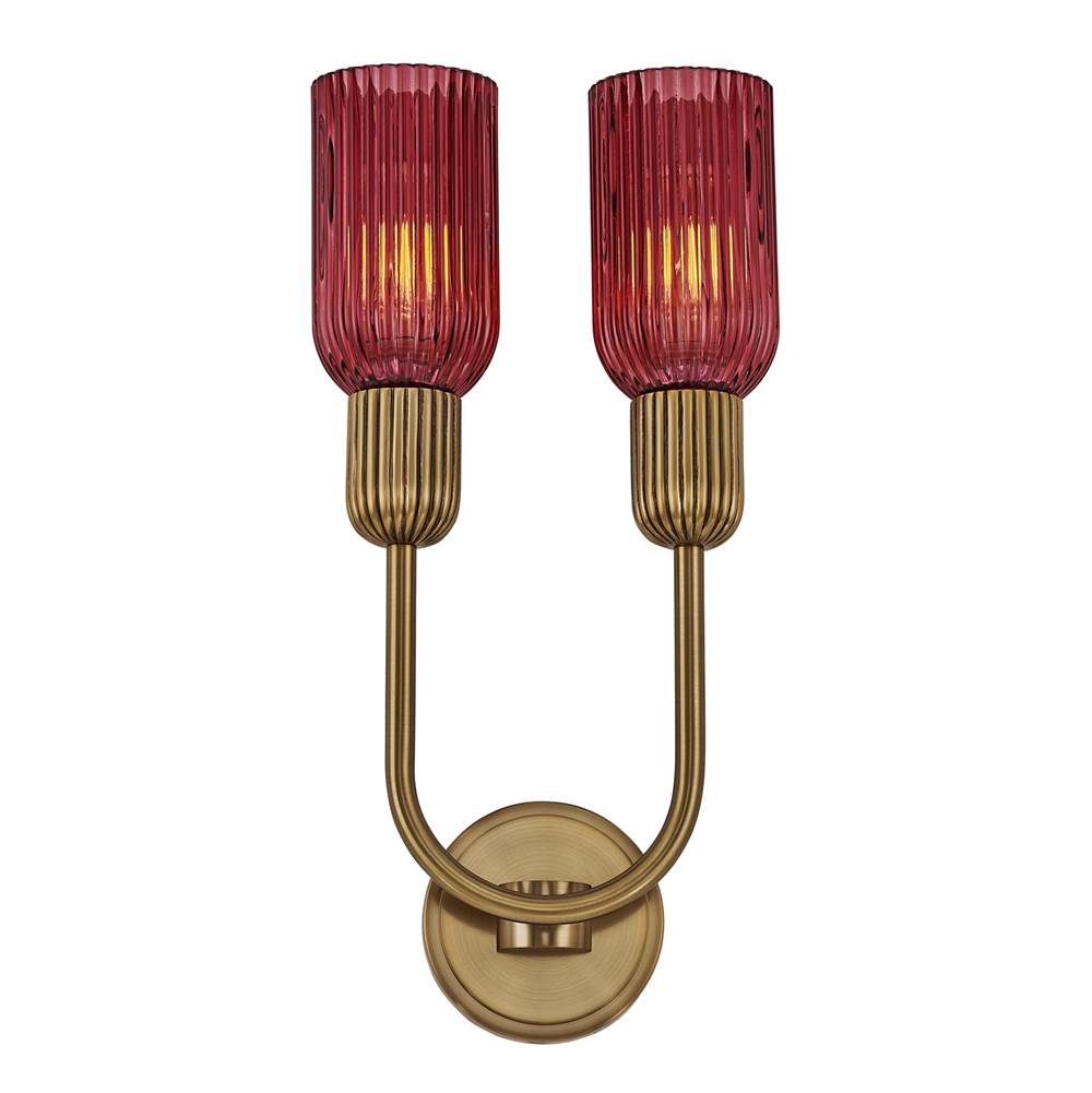Kalco Lighting 519621STB/MGNT Satin Brass Verde 10-in 2 Light Socket Satin Brass Wall Sconce Image 9