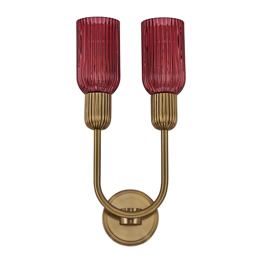 Kalco Lighting 519621STB/MGNT Satin Brass Verde 10-in 2 Light Socket Satin Brass Wall Sconce Image 8