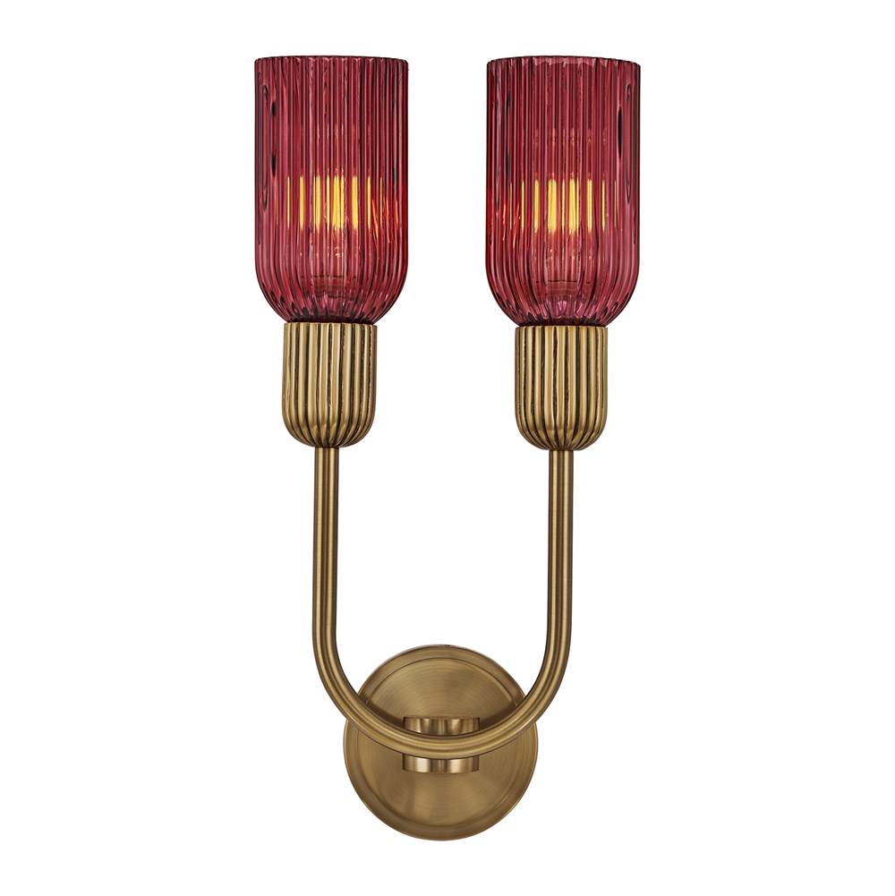 Kalco Lighting 519621STB/MGNT Satin Brass Verde 10-in 2 Light Socket Satin Brass Wall Sconce Image 2