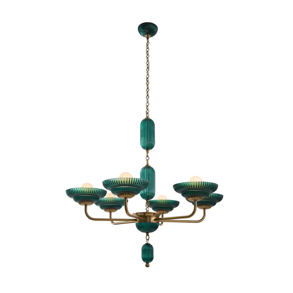 Kalco Lighting 519671STB True Satin Brass Verde 40-in 6 Light Socket True Satin Brass Chandelier Image 1