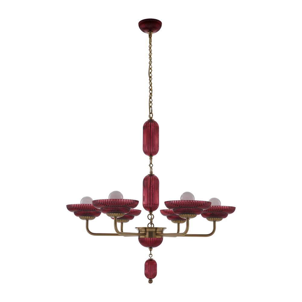 Kalco Lighting 519671STB/MGNT Satin Brass Verde 40-in 6 Light Socket Satin Brass Chandelier Image 8