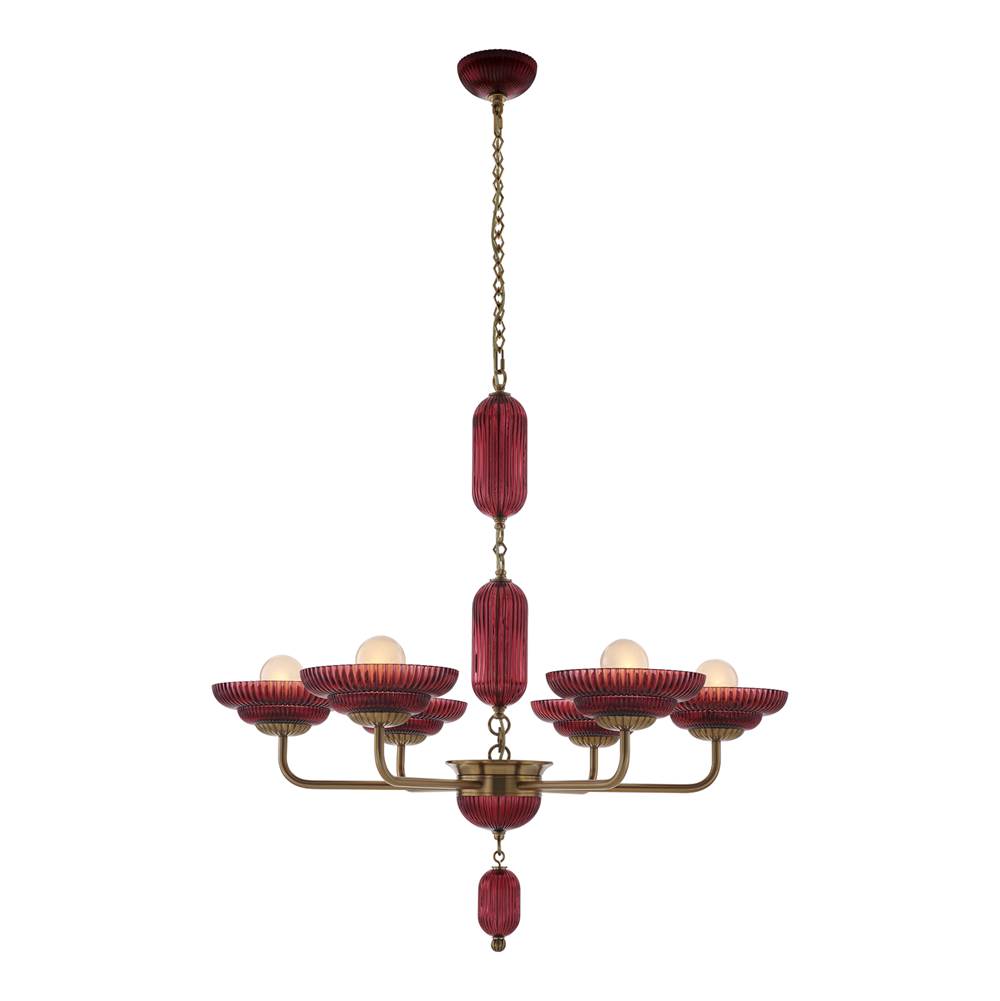 Kalco Lighting 519671STB/MGNT Satin Brass Verde 40-in 6 Light Socket Satin Brass Chandelier Image 7