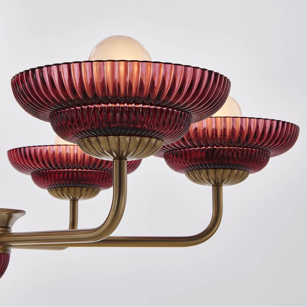 Kalco Lighting 519671STB/MGNT Satin Brass Verde 40-in 6 Light Socket Satin Brass Chandelier Image 5