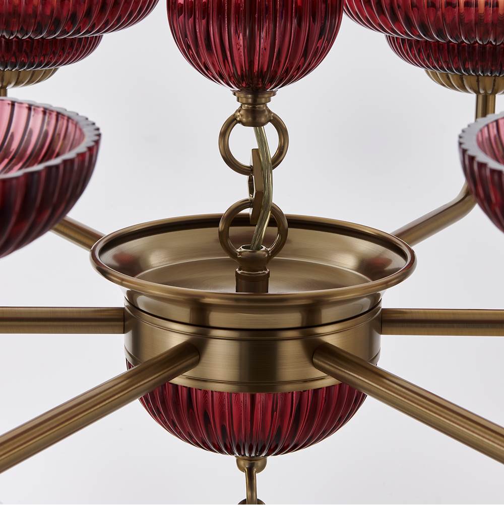 Kalco Lighting 519671STB/MGNT Satin Brass Verde 40-in 6 Light Socket Satin Brass Chandelier Image 4