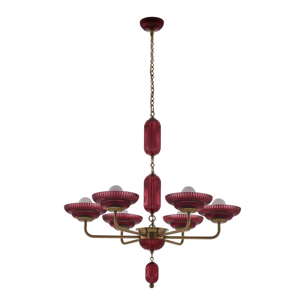 Kalco Lighting 519671STB/MGNT Satin Brass Verde 40-in 6 Light Socket Satin Brass Chandelier Image 2