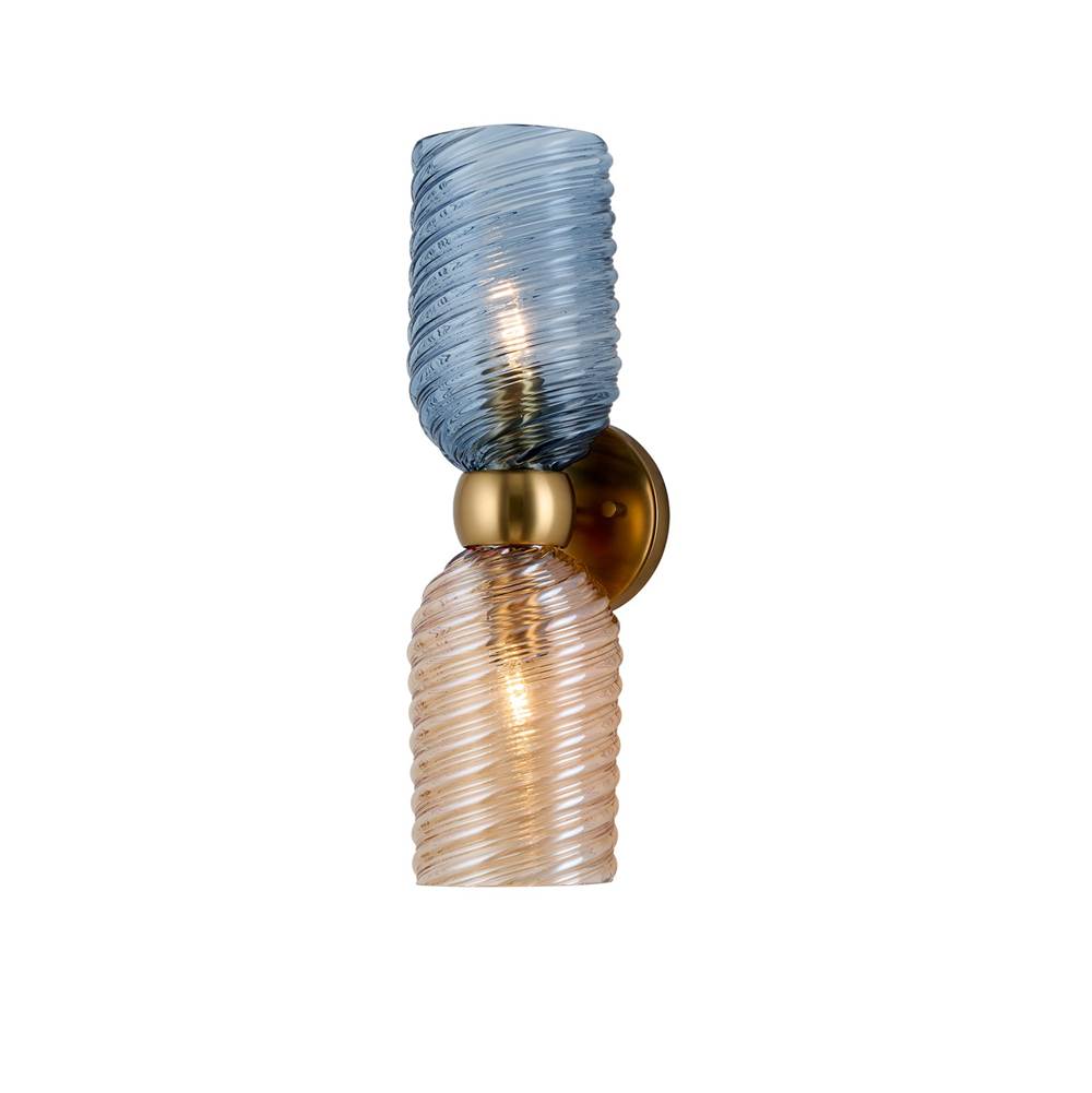 Kalco Lighting Azul 18-in 2 Light Socket Aged Gold Wall Sconce