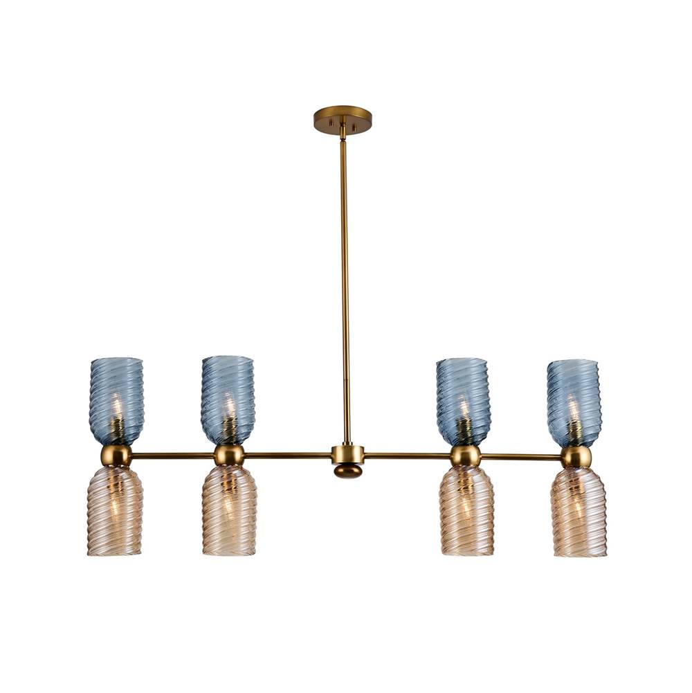Kalco Lighting 519861AGG Aged Gold Azul 48-in 8 Light Socket Aged Gold Linear Pendant Image 1