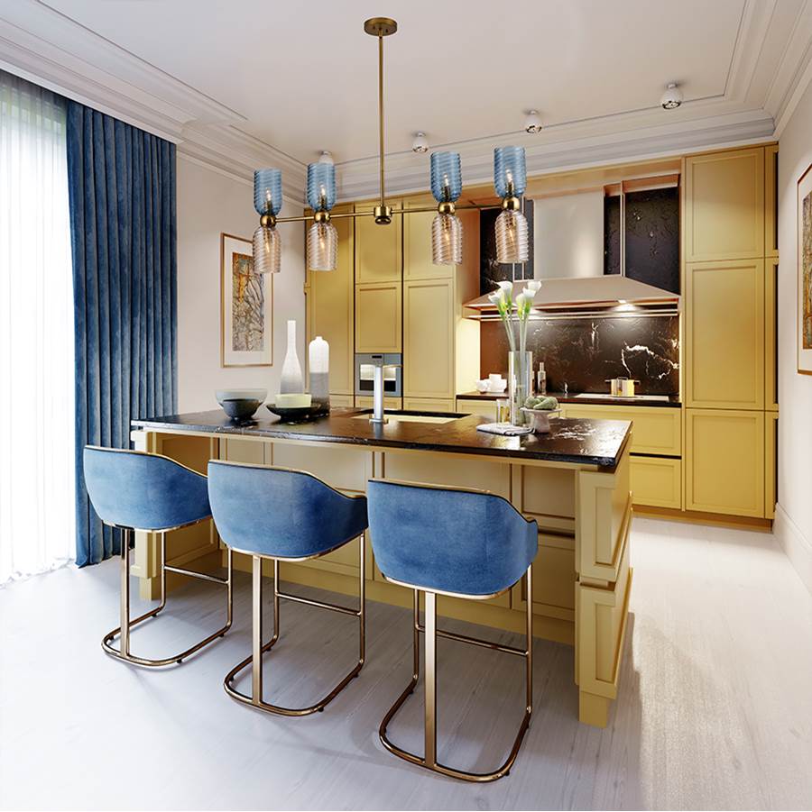 Kalco Lighting Azul 48-in 8 Light Socket Aged Gold Linear Pendant