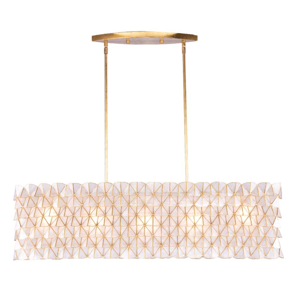 Kalco Lighting Flair 45-in 5 Light Socket Oxidized Gold Leaf Linear Pendant