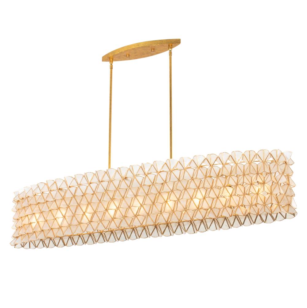 Kalco Lighting 520062OL Oxidized Gold Leaf Flair 61-in 9 Light Socket Oxidized Gold Leaf Linear Pendant Image 1