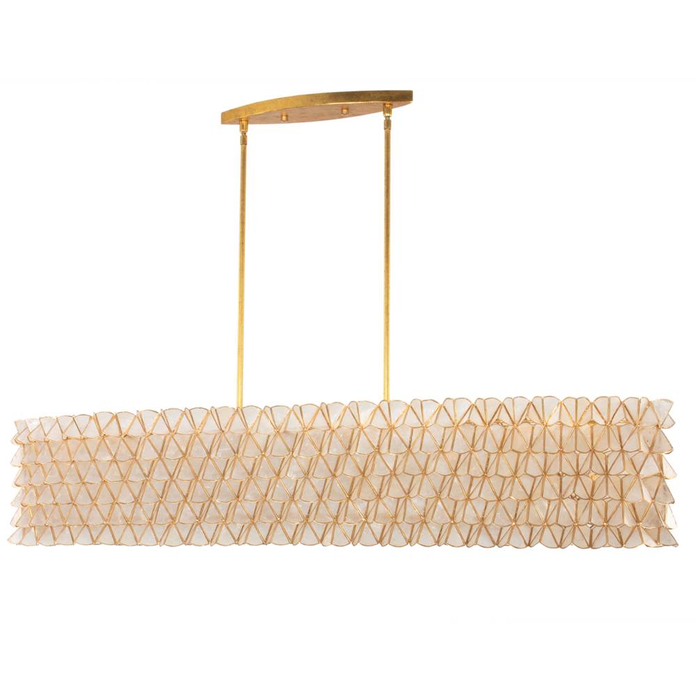 Kalco Lighting Flair 61-in 9 Light Socket Oxidized Gold Leaf Linear Pendant
