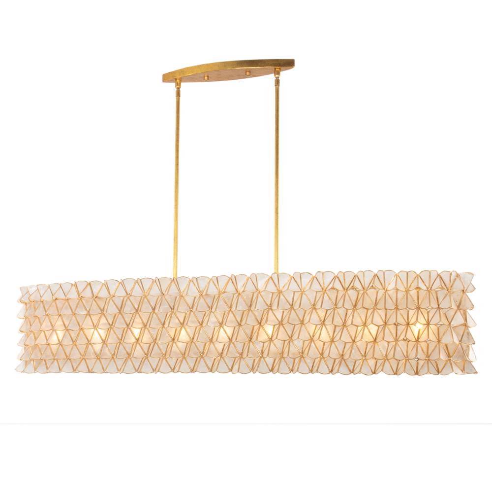 Kalco Lighting 520062OL Oxidized Gold Leaf Flair 61-in 9 Light Socket Oxidized Gold Leaf Linear Pendant Image 8