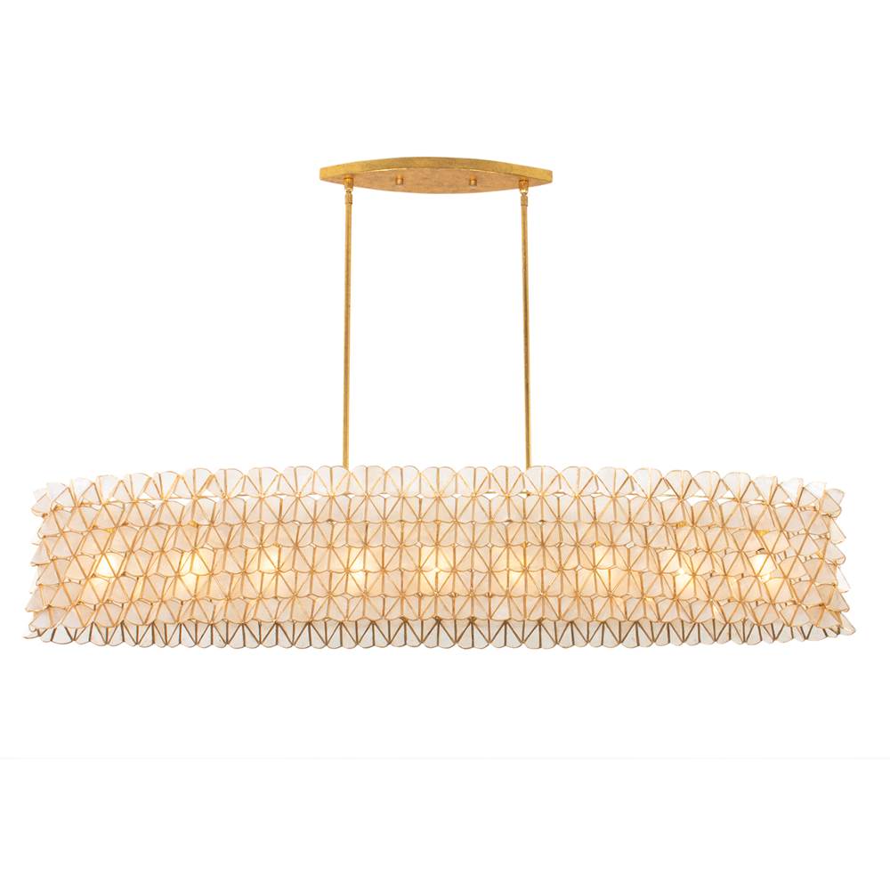 Kalco Lighting 520062OL Oxidized Gold Leaf Flair 61-in 9 Light Socket Oxidized Gold Leaf Linear Pendant Image 7