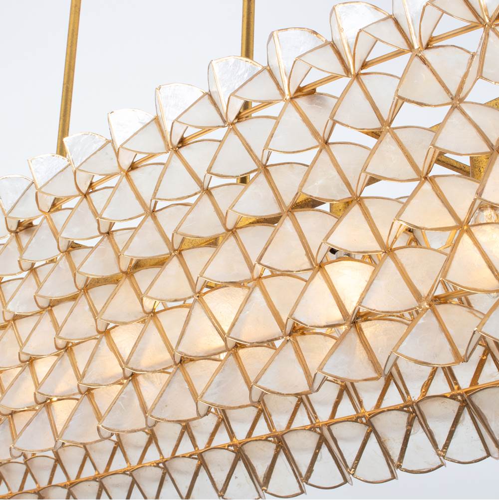 Kalco Lighting 520062OL Oxidized Gold Leaf Flair 61-in 9 Light Socket Oxidized Gold Leaf Linear Pendant Image 3