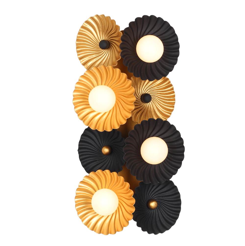 Kalco Lighting Damask 16-in 6 Light Socket Matte Black W/ Vintage Brass Wall Sconce