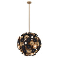 Kalco Lighting Damask 28-in 6 Light Socket Matte Black W/ Vintage Brass Pendant