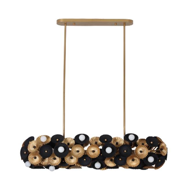 Kalco Lighting 520361BVB Matte Black With Vintage Brass Damask 48-in 6 Light Socket Matte Black W/ Vintage Brass Linear Pendant Image 1