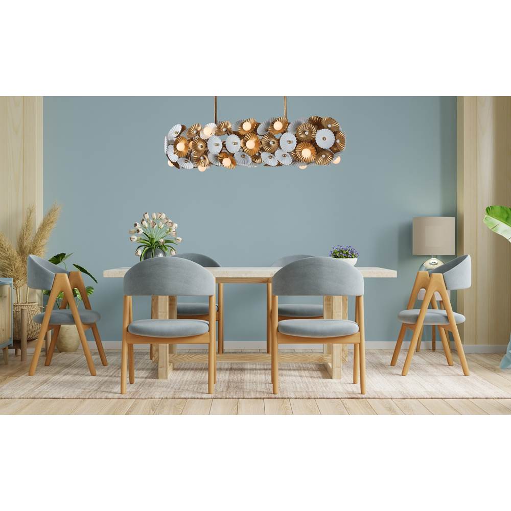Kalco Lighting Damask 48-in 6 Light Socket Matte Black W/ Vintage Brass Linear Pendant