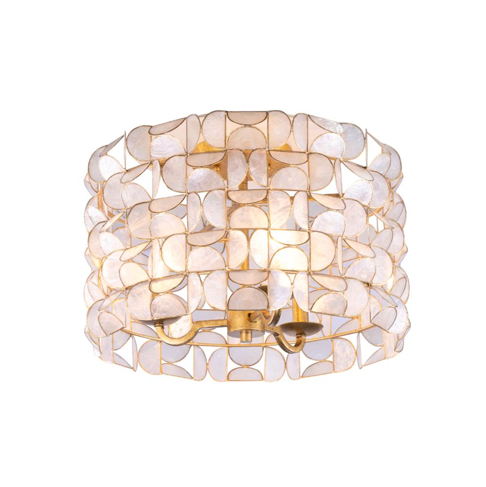 Kalco Lighting Crescent 17-in 3 Light Socket Oxidized Gold Leaf Flush Mount