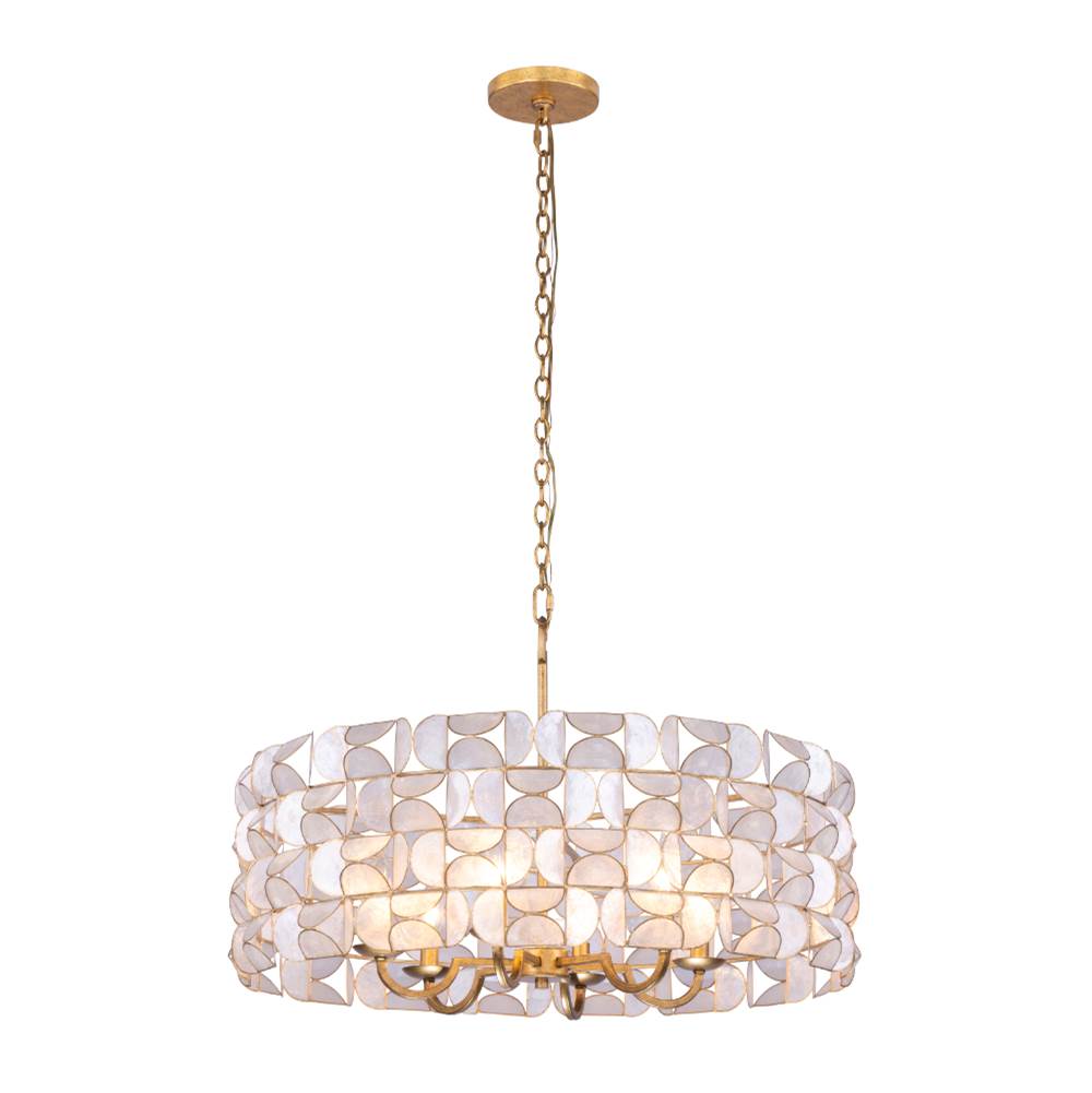 Kalco Lighting Crescent 28-in 6 Light Socket Oxidized Gold Leaf Pendant