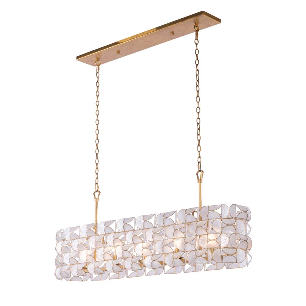 Kalco Lighting Crescent 44-in 5 Light Socket Oxidized Gold Leaf Linear Pendant