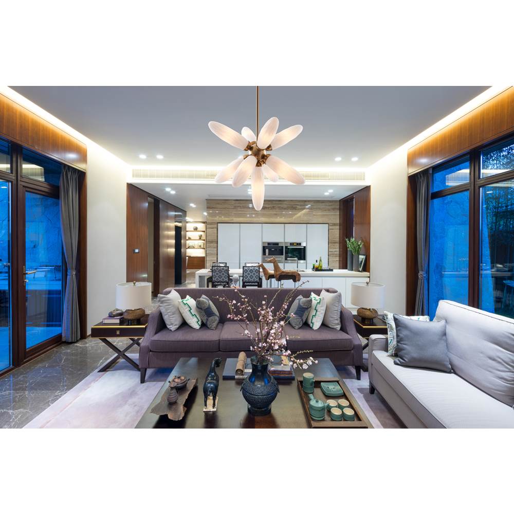 Kalco Lighting 520656WB Winter Brass Crest 26-in 9 Light Socket Winter Brass Pendant Image 2