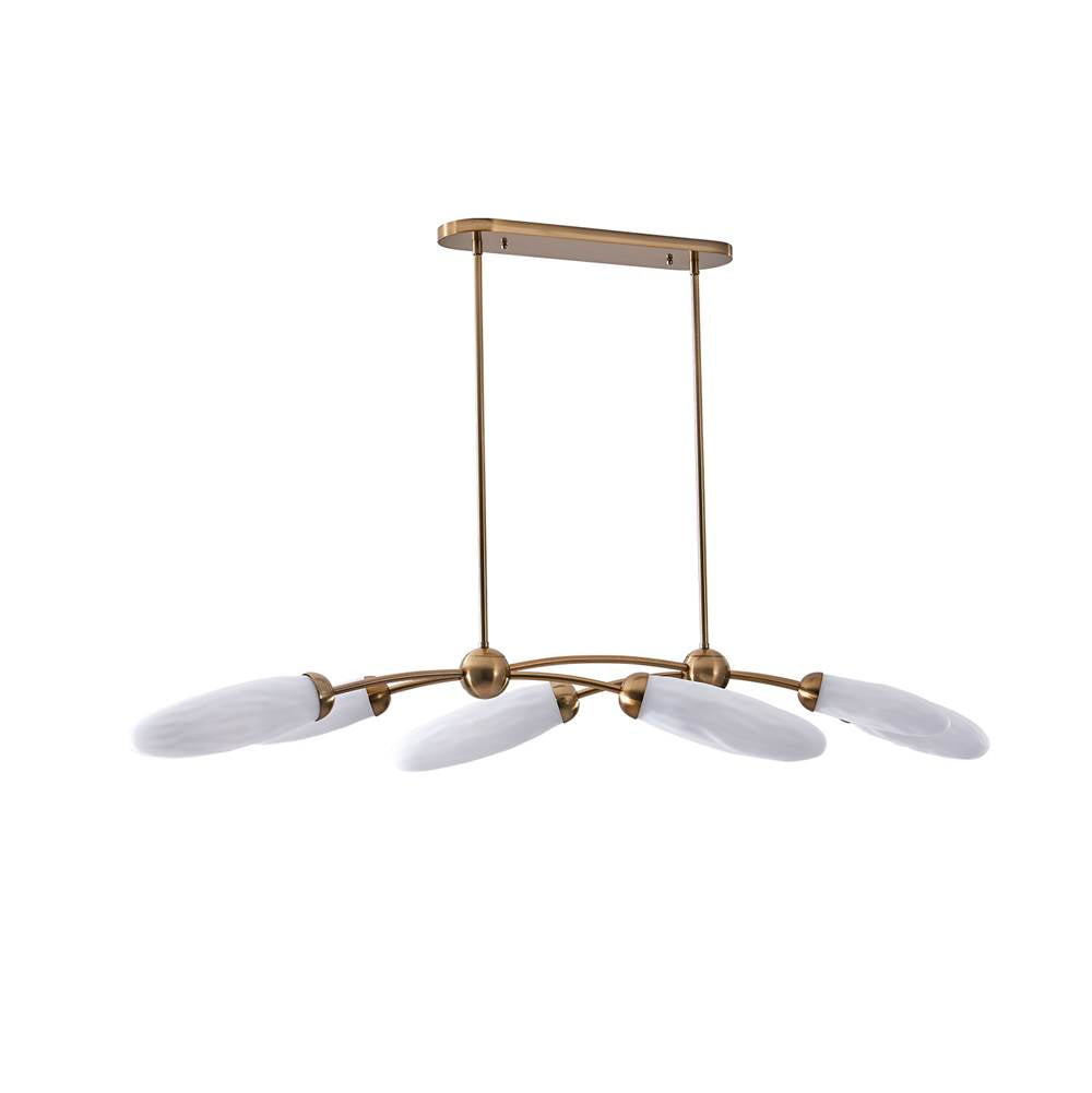 Kalco Lighting 520661WB Winter Brass Crest 60-in 6 Light Socket Winter Brass Linear Pendant Image 2