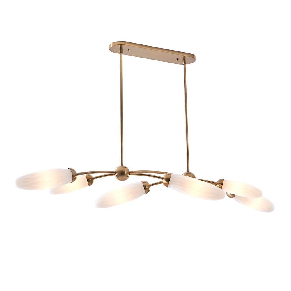 Kalco Lighting 520661WB Winter Brass Crest 60-in 6 Light Socket Winter Brass Linear Pendant Image 1