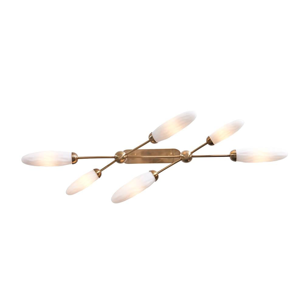Kalco Lighting Crest 60-in 6 Light Socket Winter Brass Linear Pendant