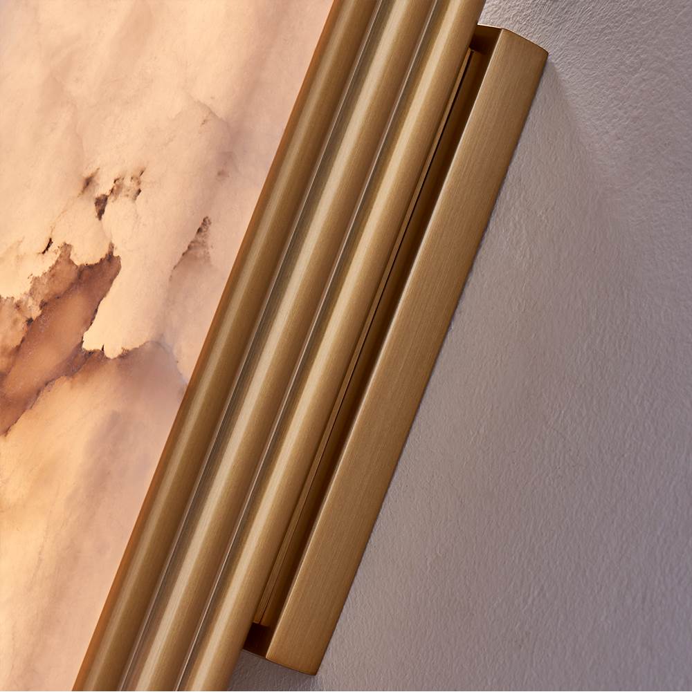 Kalco Lighting Vertical 17-in 1 Light Led Winter Brass Wall Sconce