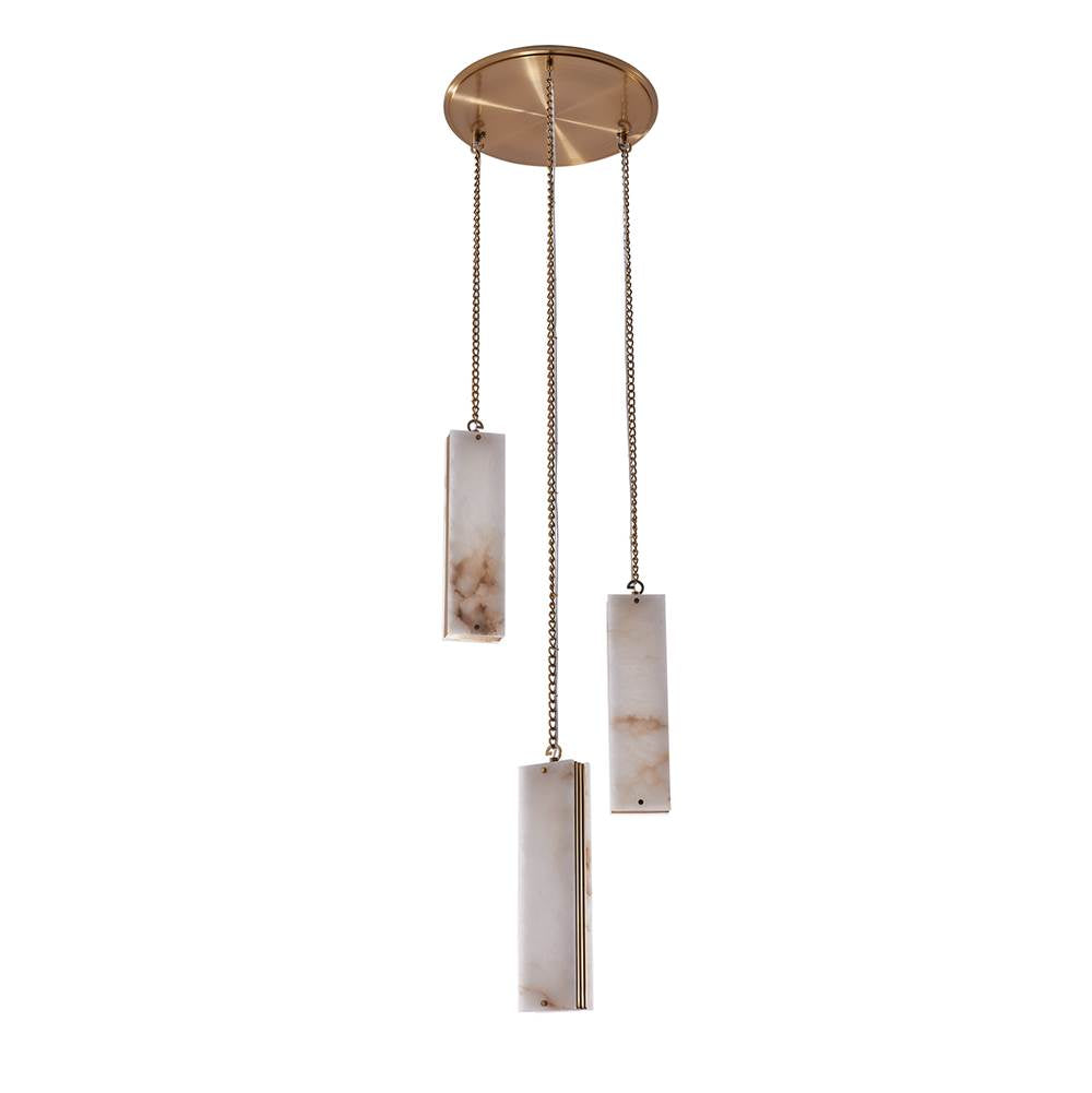 Kalco Lighting Vertical 18-in 3 Light Led Winter Brass Multi-pendant