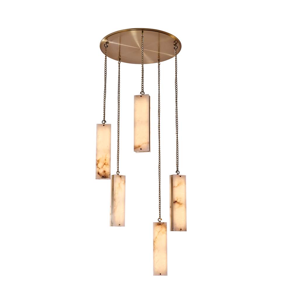 Kalco Lighting 520752WB Winter Brass Vertical 27.5-in 5 Light Led Winter Brass Multi-pendant Image 1