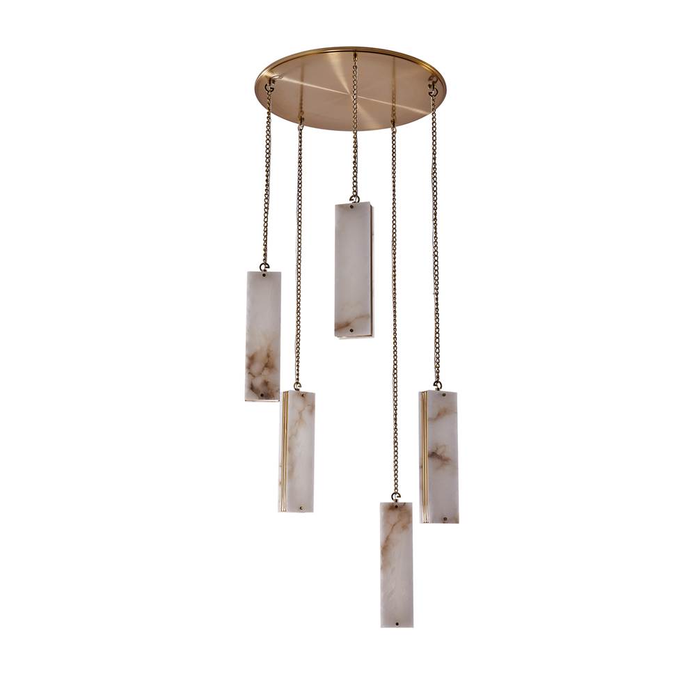 Kalco Lighting Vertical 27.5-in 5 Light Led Winter Brass Multi-pendant