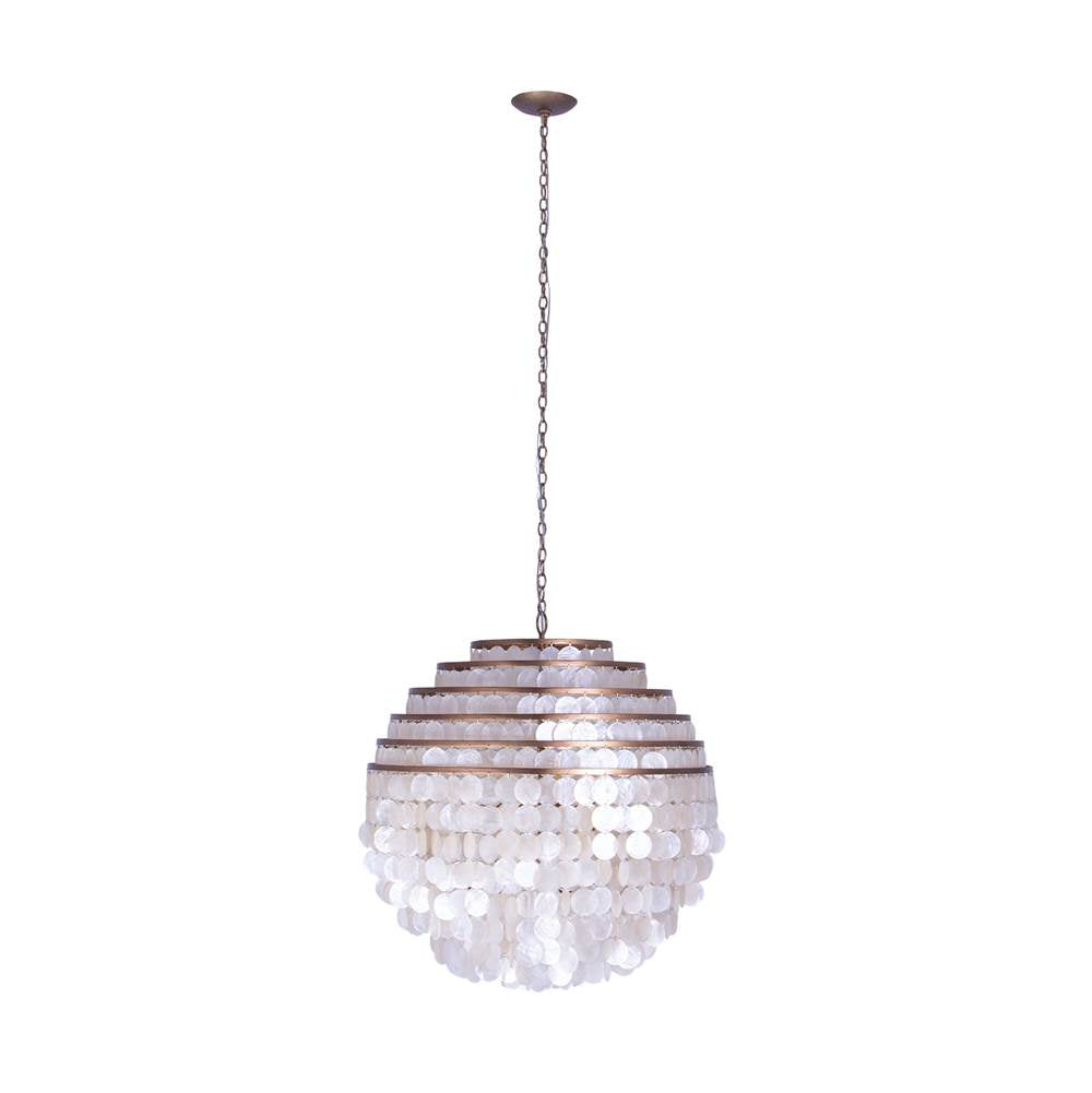 Kalco Lighting 521156PAB Pearlized Antique Brass Sphere 28-in 6 Light Socket Pearlized Antique Brass Pendant Image 4
