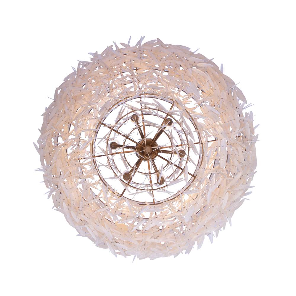 Kalco Lighting Sphere 28-in 6 Light Socket Pearlized Antique Brass Pendant