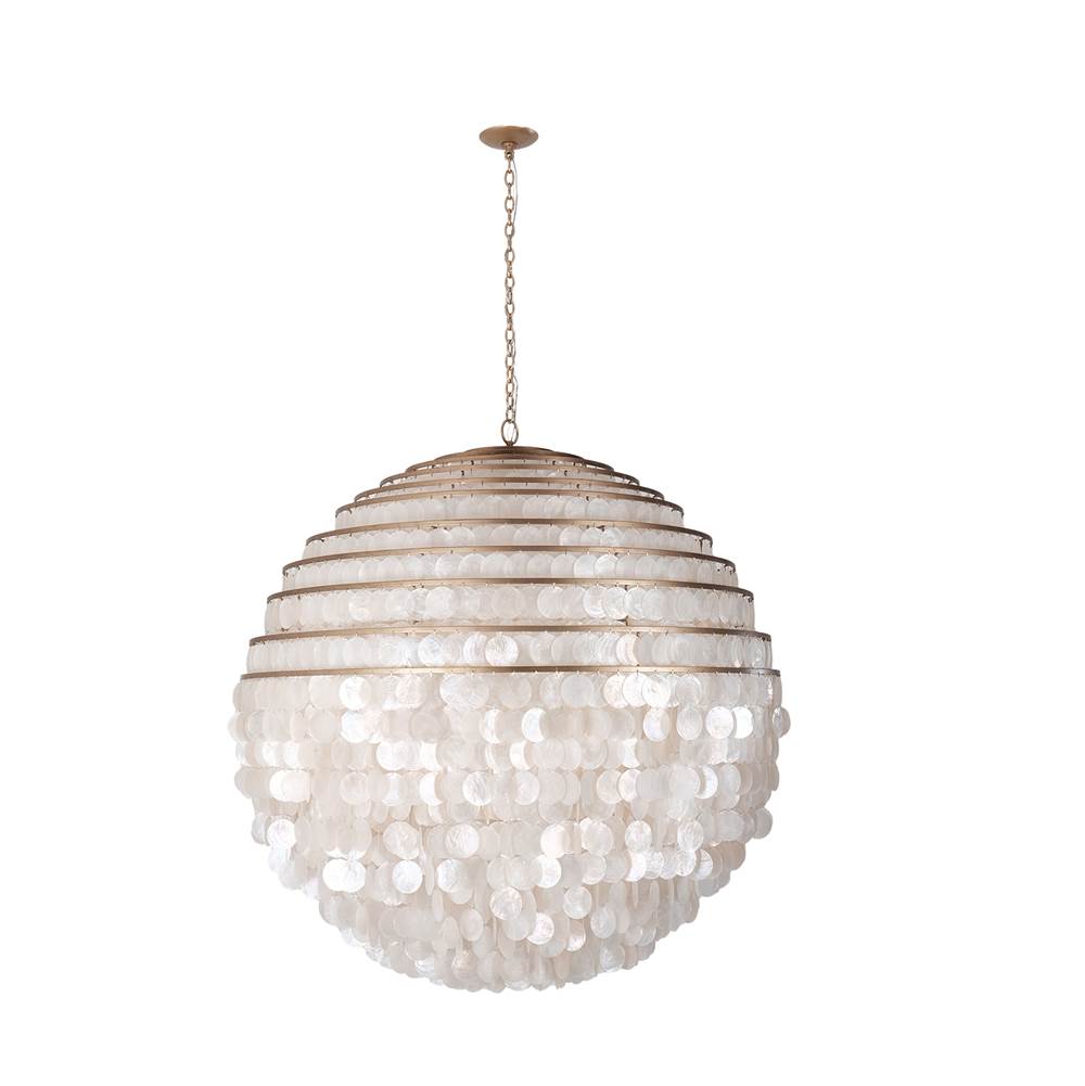 Kalco Lighting Sphere 48-in 12 Light Socket Pearlized Antique Brass Chandelier