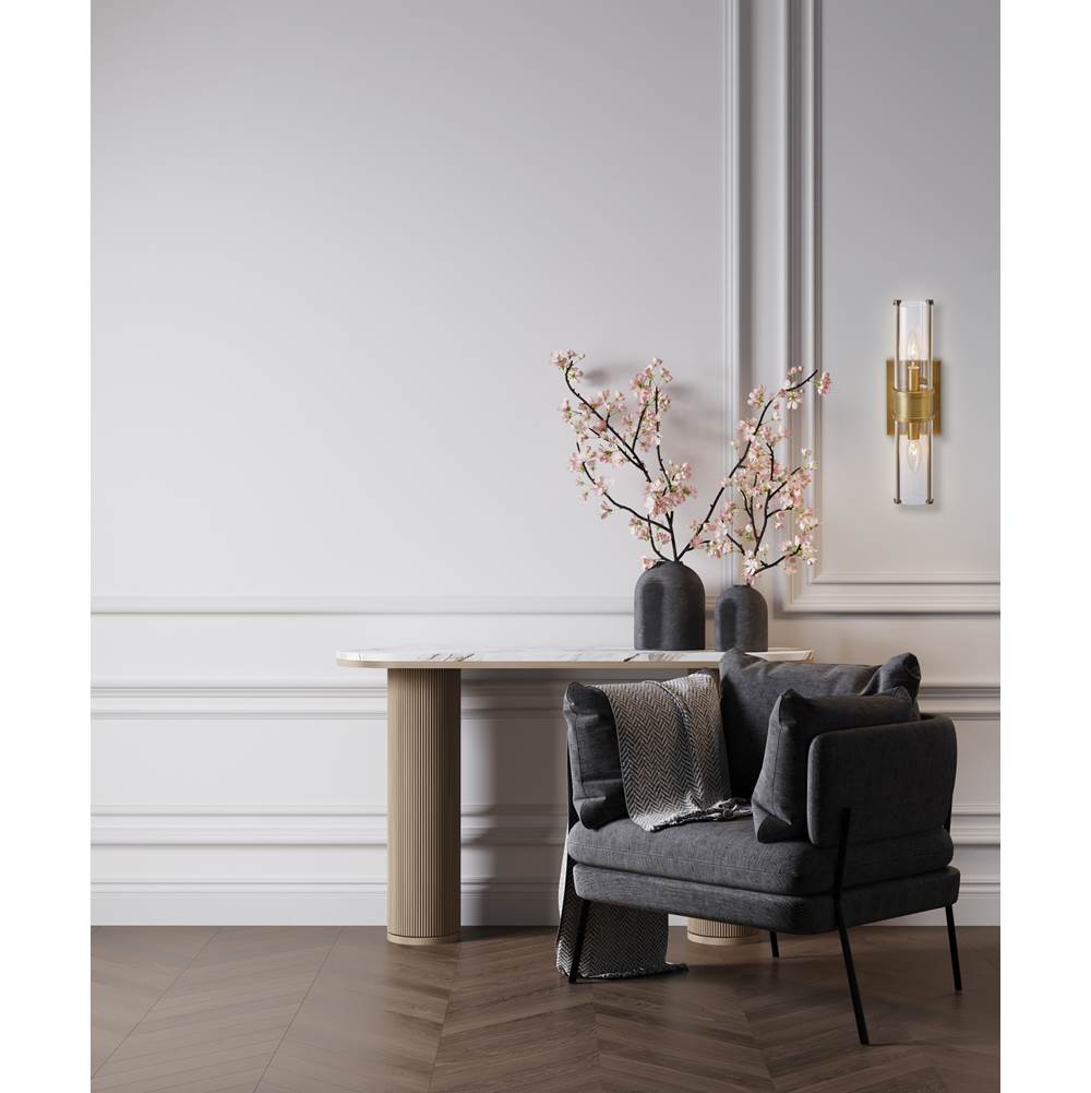 Kalco Lighting 521332VGB Vintage Brass Duet 17-in 2 Light Socket Vintage Brass Wall Sconce Image 2