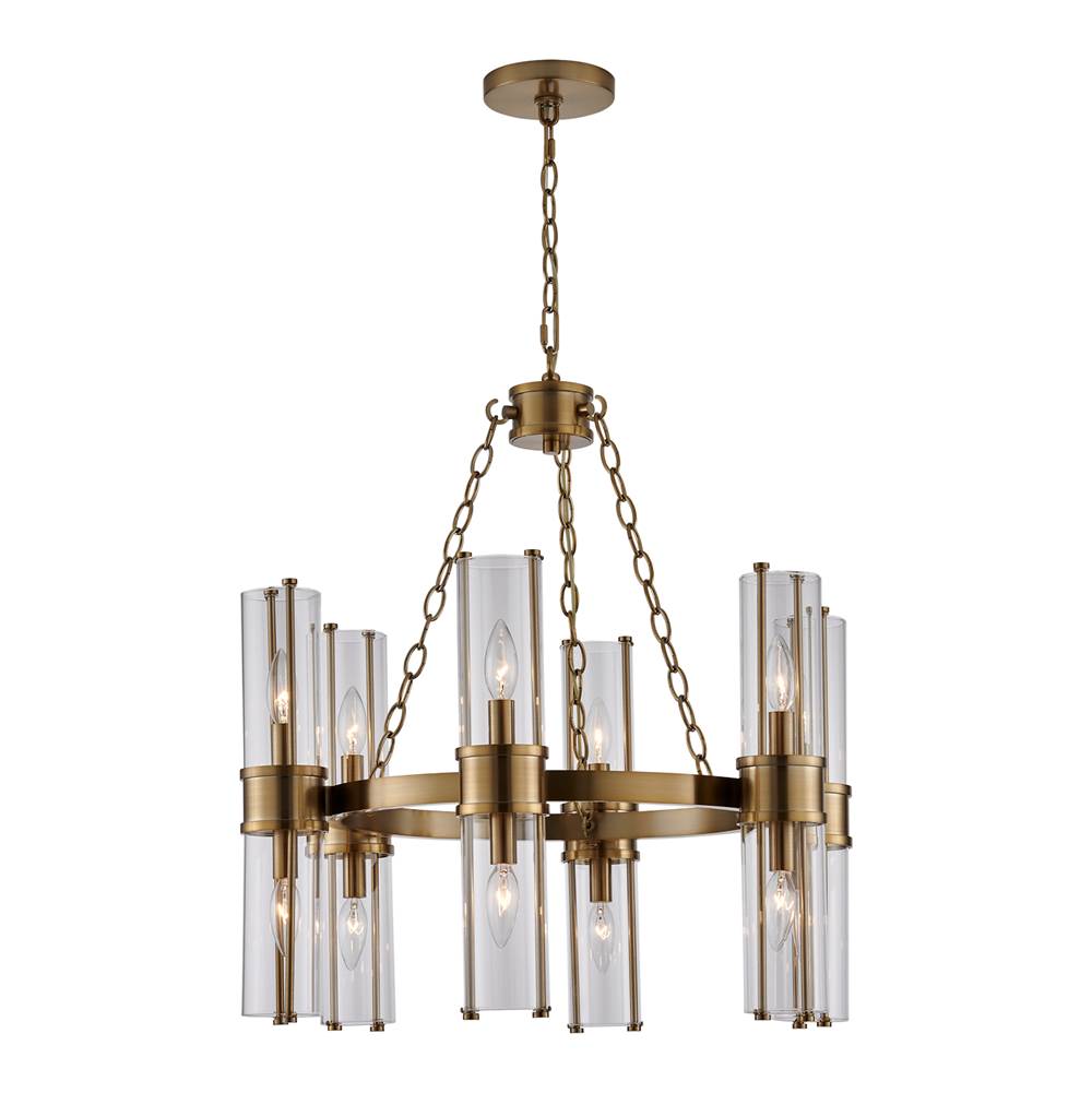 Kalco Lighting 521355VGB Vintage Brass Duet 26-in 12 Light Socket Vintage Brass Chandelier Image 1