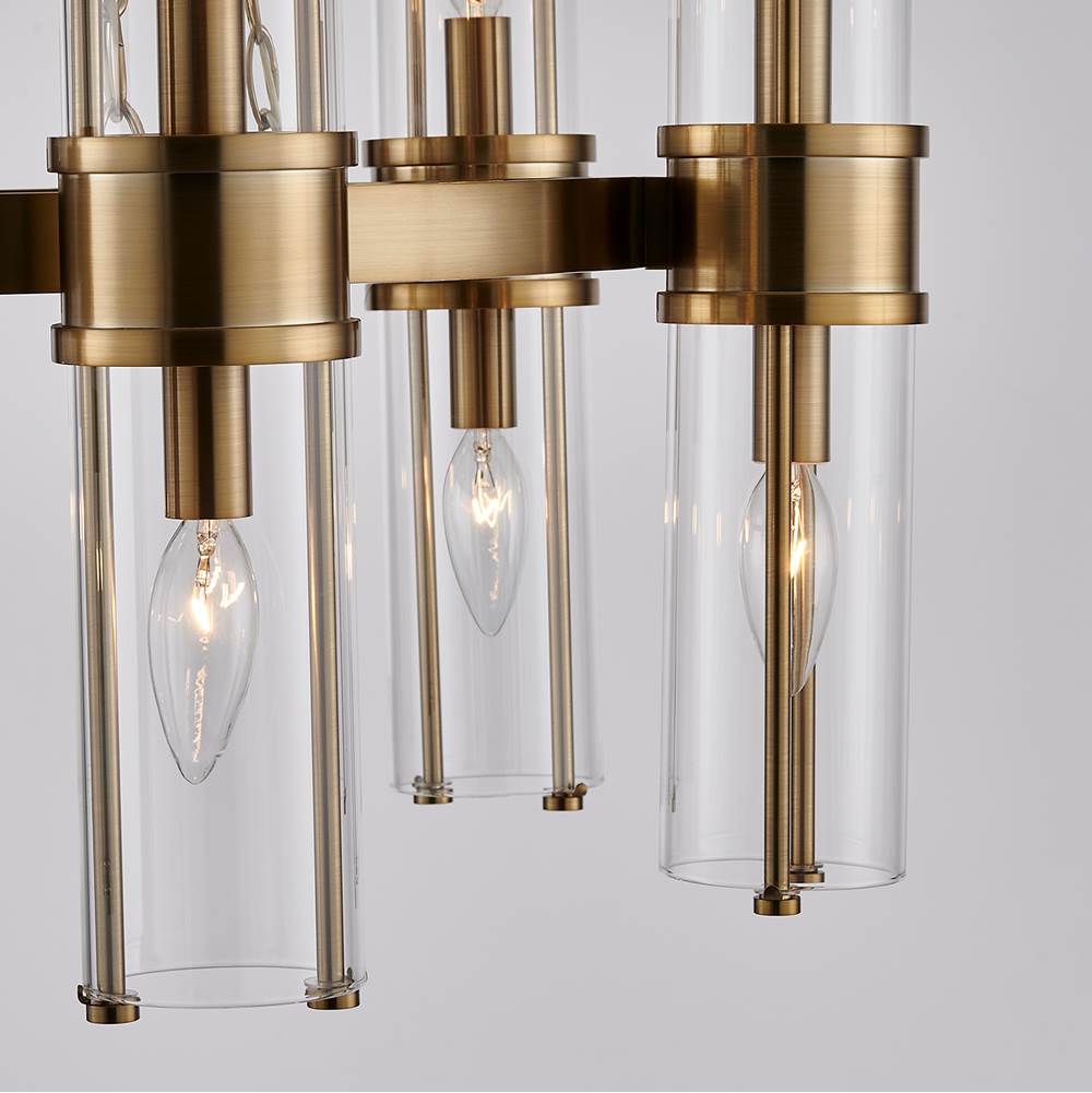 Kalco Lighting 521355VGB Vintage Brass Duet 26-in 12 Light Socket Vintage Brass Chandelier Image 2
