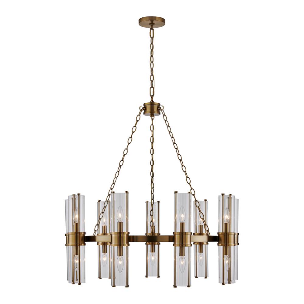 Kalco Lighting 521356VGB Vintage Brass Duet 36-in 18 Light Socket Vintage Brass Chandelier Image 1