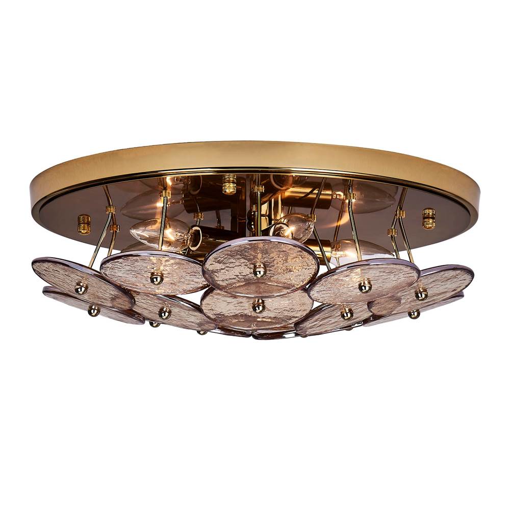 Kalco Lighting Hortensia 18.5-in 5 Light Socket Polished Winter Brass Flush Mount