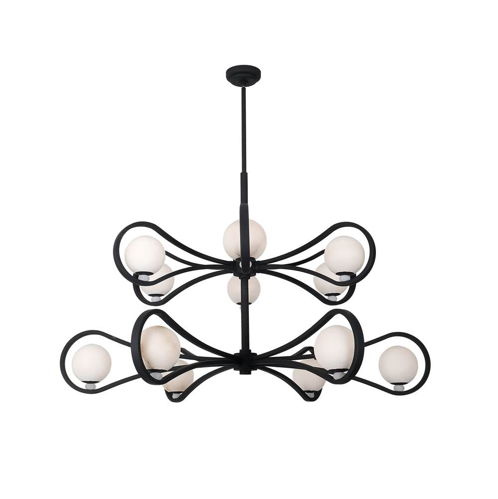 Kalco Lighting 521857MB Matte Black Elliptical 48-in 12 Light Socket Matte Black Chandelier Image 1