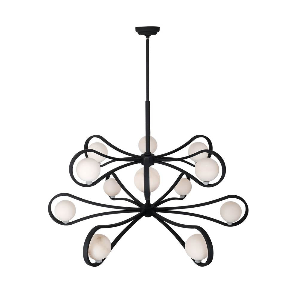 Kalco Lighting 521857MB Matte Black Elliptical 48-in 12 Light Socket Matte Black Chandelier Image 2